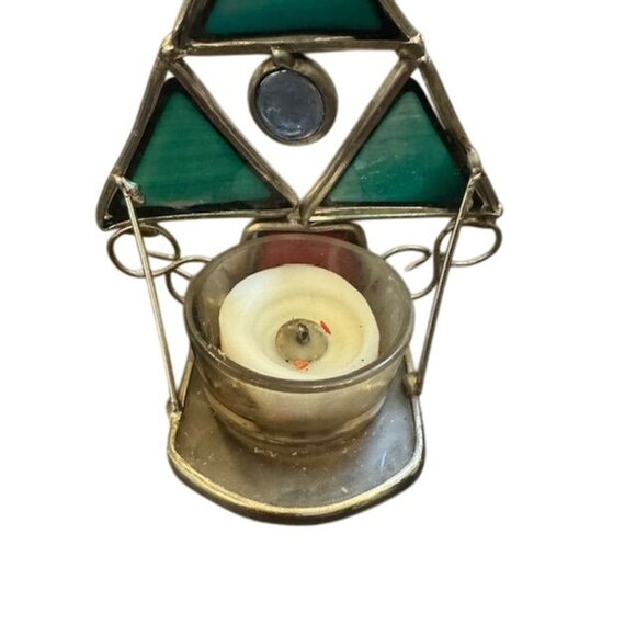 Stained Glass Christmas Tree Candle Holder With Red & Green Panels - Picture 5 of 9